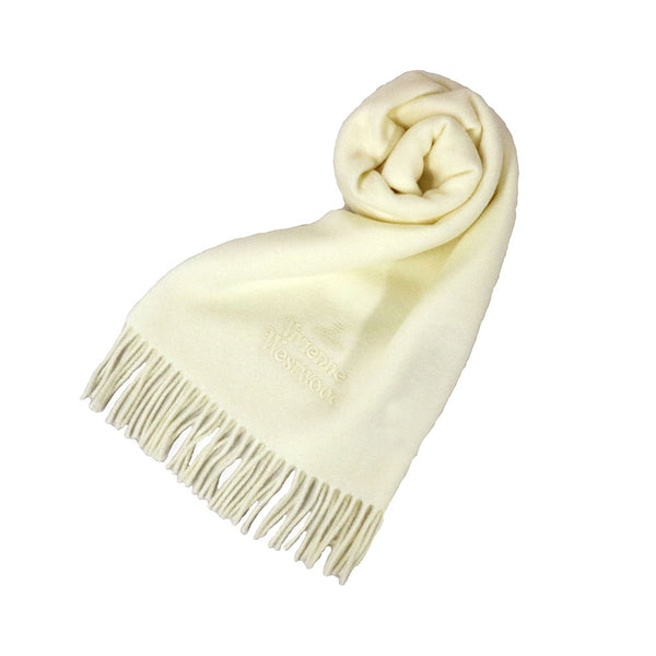 ヴィヴィアンウエストウッド VIVIENNE WESTWOOD マフラー ストール オーブロゴ 刺繍 無地 メンズ レディース A401-WHITE ホワイト